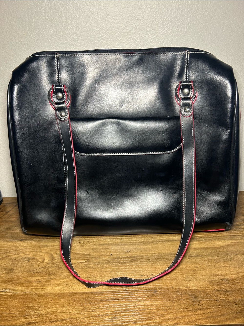 Black Mcklein Tote Bag with red Trim - Women's Shoulder Tote